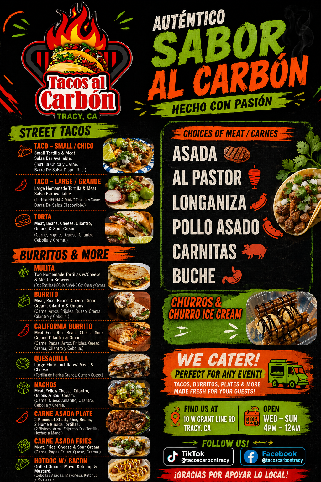 Tacos Al Carbon Menu